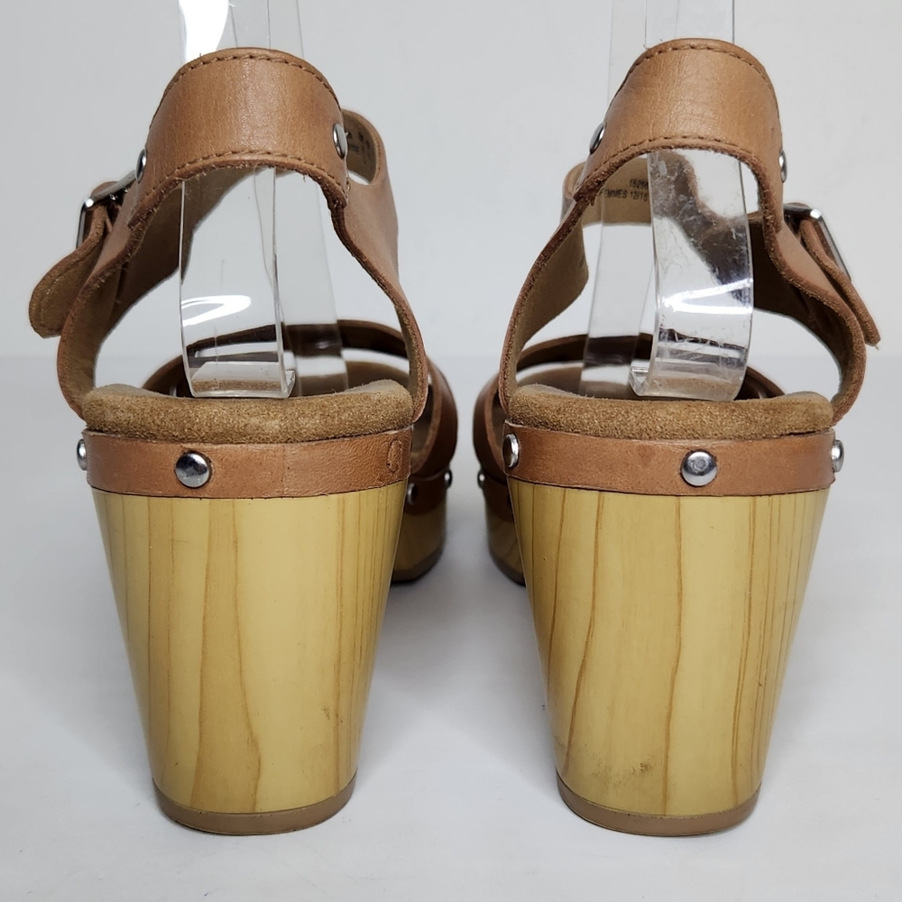 Clarks Artisan Ledella Trail Platform Sandals Women 8.5 Block Heel Leather Brown - Picture 4 of 9